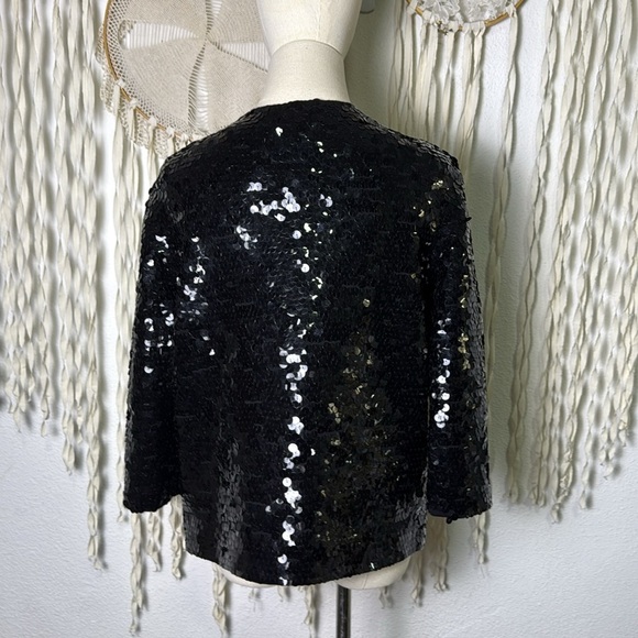 Vintage Black Sequin Quarter Sleeve Knit Jacket by Jo-Ro Imports Maimi Small - Picture 10 of 15